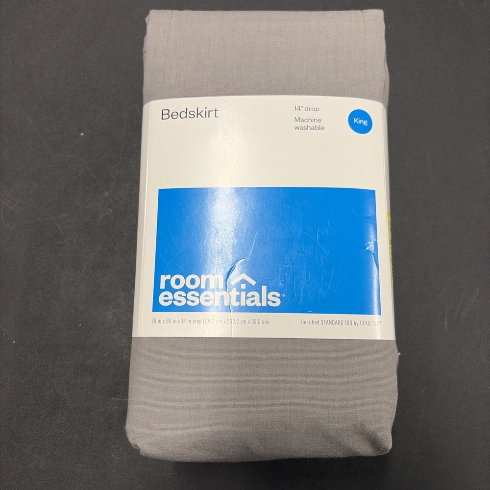 King Bedskirt Dark Gray - Room Essentials: Cotton Blend, 215 Thread Count 20594